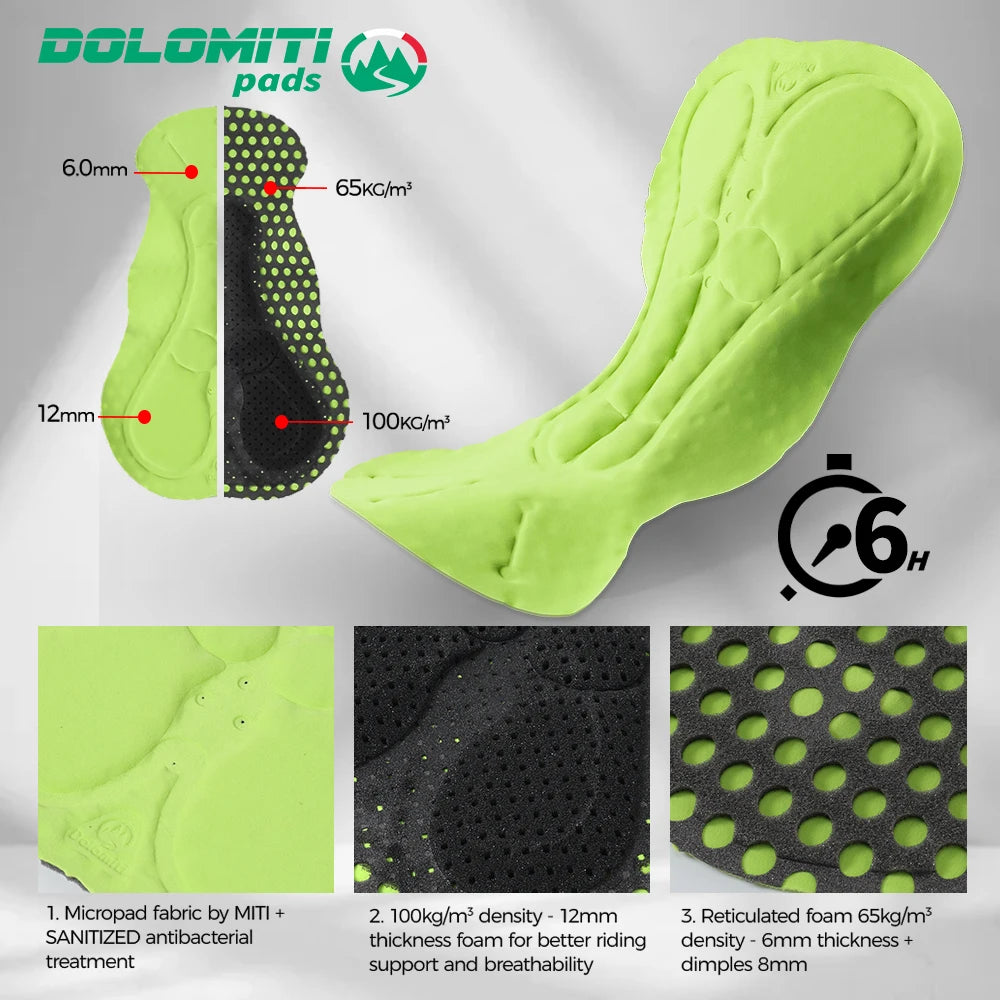 RION Women Men Cycling Bib Shorts Mountain Bike Breathable Padded MTB Tights Bicycle Wear Outdoor Sports Italian Dolomiti 6H