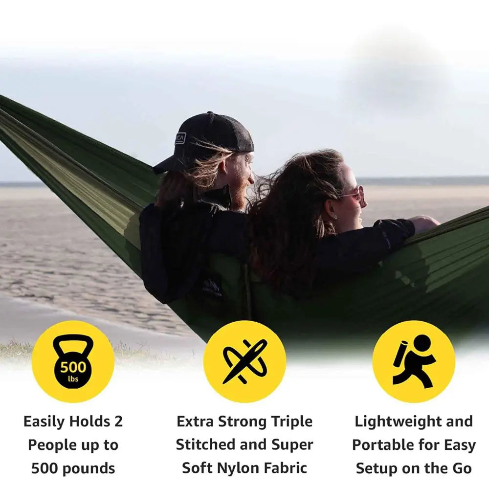 2 People Parachute Hammock Camping Survival Garden Hunting Leisure Hamac Travel Double Person Hamak with Hammock strap