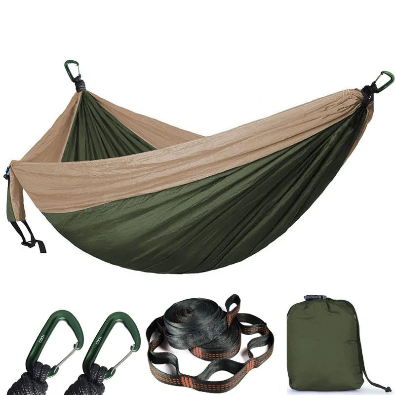 2 People Parachute Hammock Camping Survival Garden Hunting Leisure Hamac Travel Double Person Hamak with Hammock strap