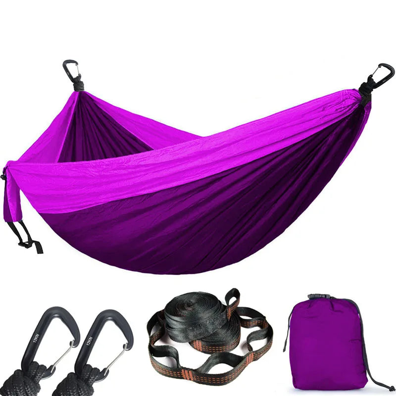 2 People Parachute Hammock Camping Survival Garden Hunting Leisure Hamac Travel Double Person Hamak with Hammock strap