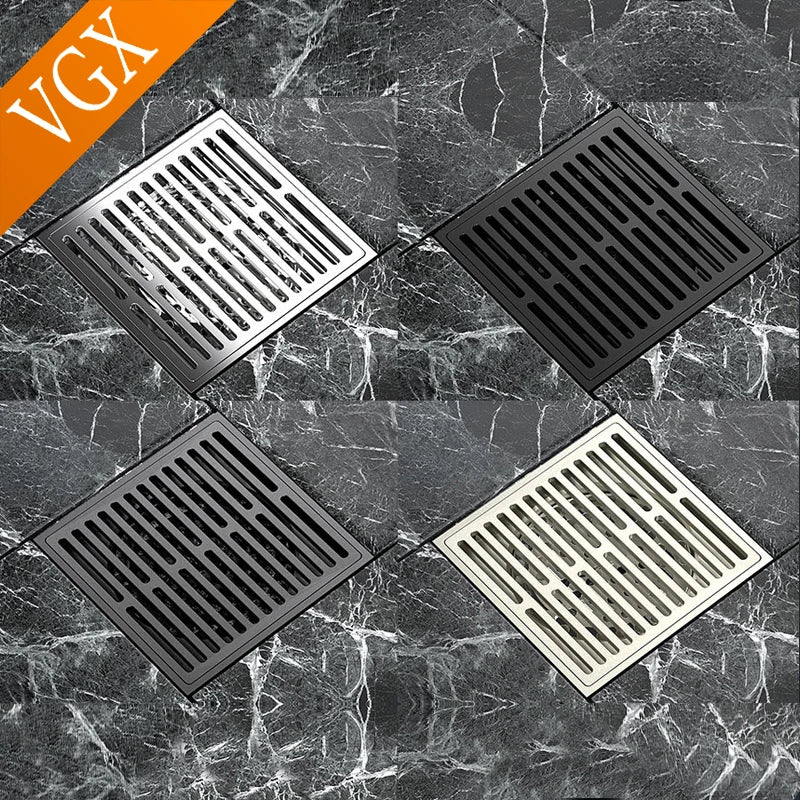 VGX Brass Floor Drain Stripe Anti-Odor Drain Valve Cover Shower Trap Drains Kitchen Bathroom Laundry Room Bathroom Accessories